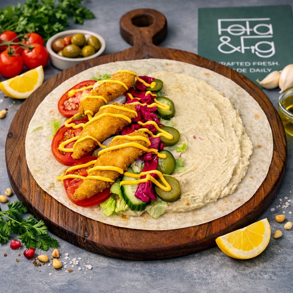 Fire Chicken Wrap, packed with crispy chicken, fresh salad and Fire Sauce